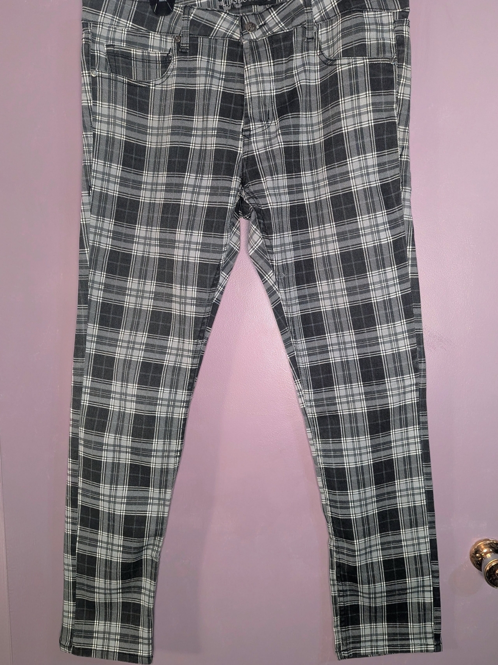 Vintage Lip Service Black & White Plaid Skinny Jean 38/31